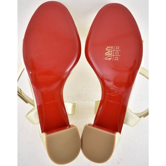 Christian Louboutin Miss Sabina 55 Platine Ankle Strap Block Heel Sandal 37 - Picture 15 of 15